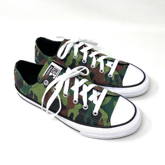 Converse Women's Size 670523F CTAS OX Green Camo Print Canvas Low Top Sneakers - Picture 2 of 7